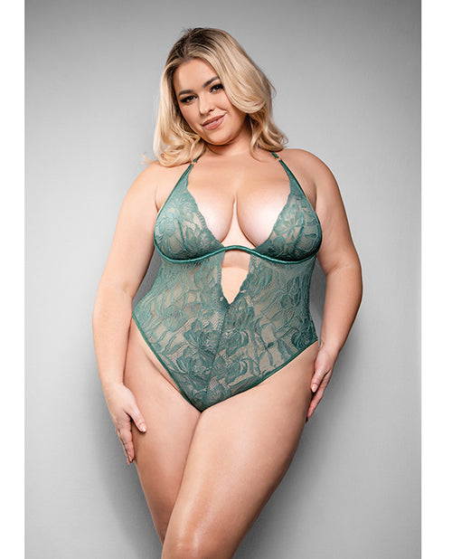 Fantasy Lingerie 2440XGRN Aerin Lace Teddy, Green 3X/4X