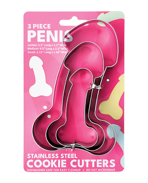 Sleazy Greetings 3 Piece Penis Cookie Cutter Set, Stainless Steel