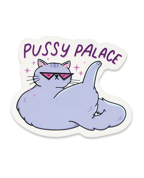 Sleazy Greetings Pussy Palace Funny Vinyl Sticker, Durable Adhesive Decal