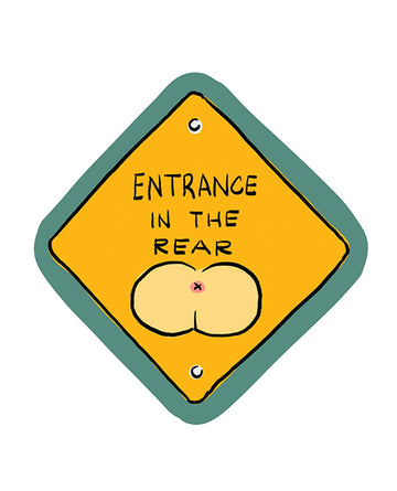Sleazy Greetings STK-00155 Entrance In The Rear Funny Vinyl Sticker
