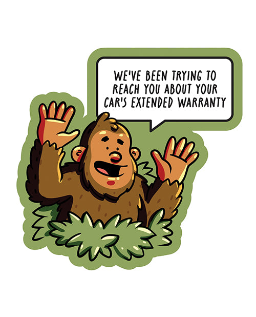 Sleazy Greetings STK-00169 Bigfoot Cars Extended Warranty Vinyl Sticker