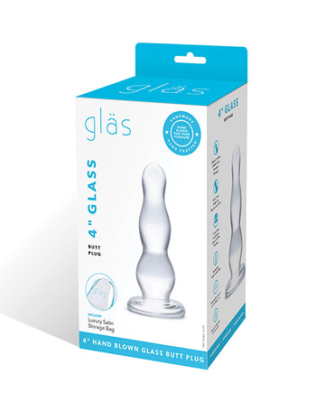 Electric GLAS-140 Glas 4" Butt Plug, Clear Glass