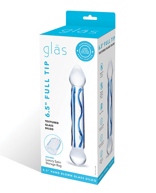 Electric GLAS-145 Glas 6.5" Tip Textured Glass Dildo, Blue