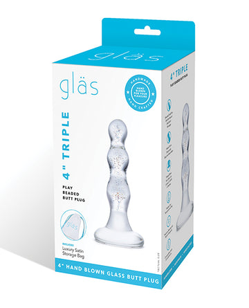 Glas Triple Play Beaded Butt Plug by Electric, Clear – Borosilicate Glass