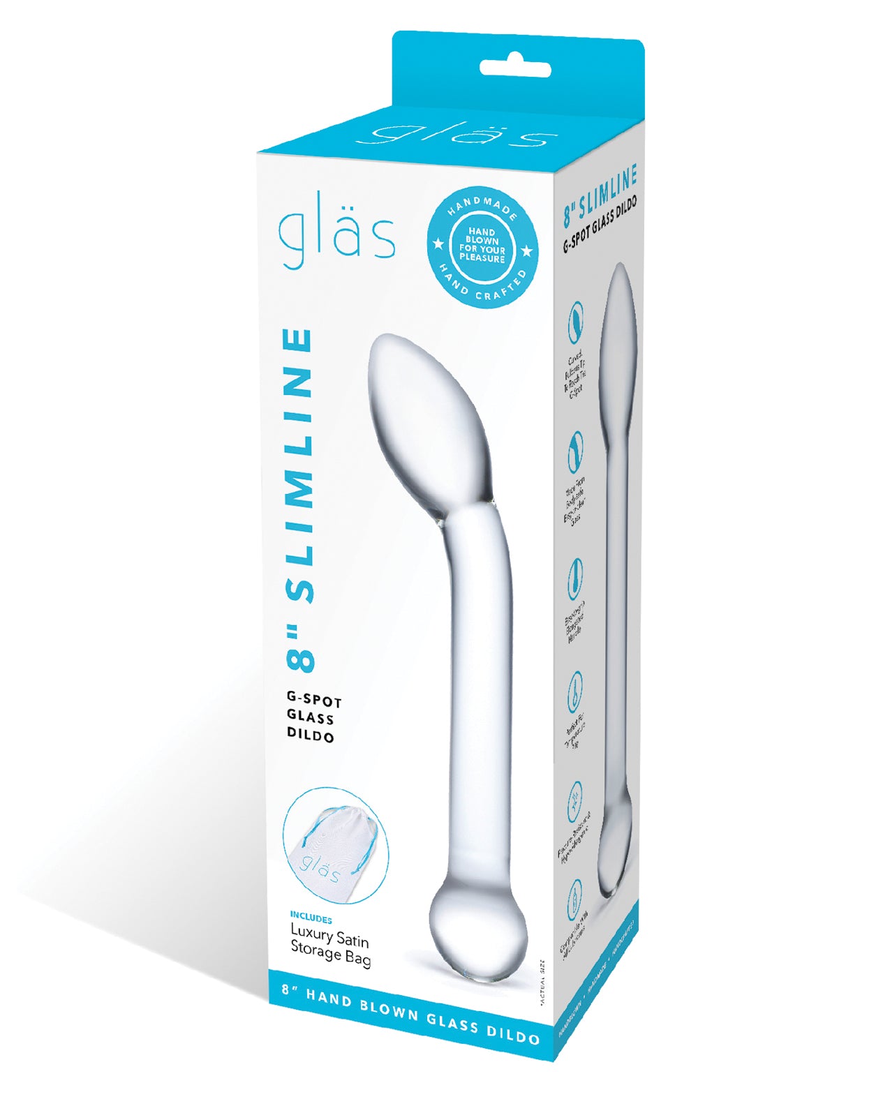 Glas by Electric Slimline G-Spot Glass Dildo, 8-Inch - Borosilicate