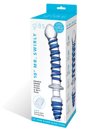 Electric GLAS-154 Mr. Swirly Double Ended Glass Dildo, 10", Swirled