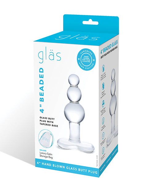 Electric GLAS-155 4" Beaded Glass Butt Plug - Clear
