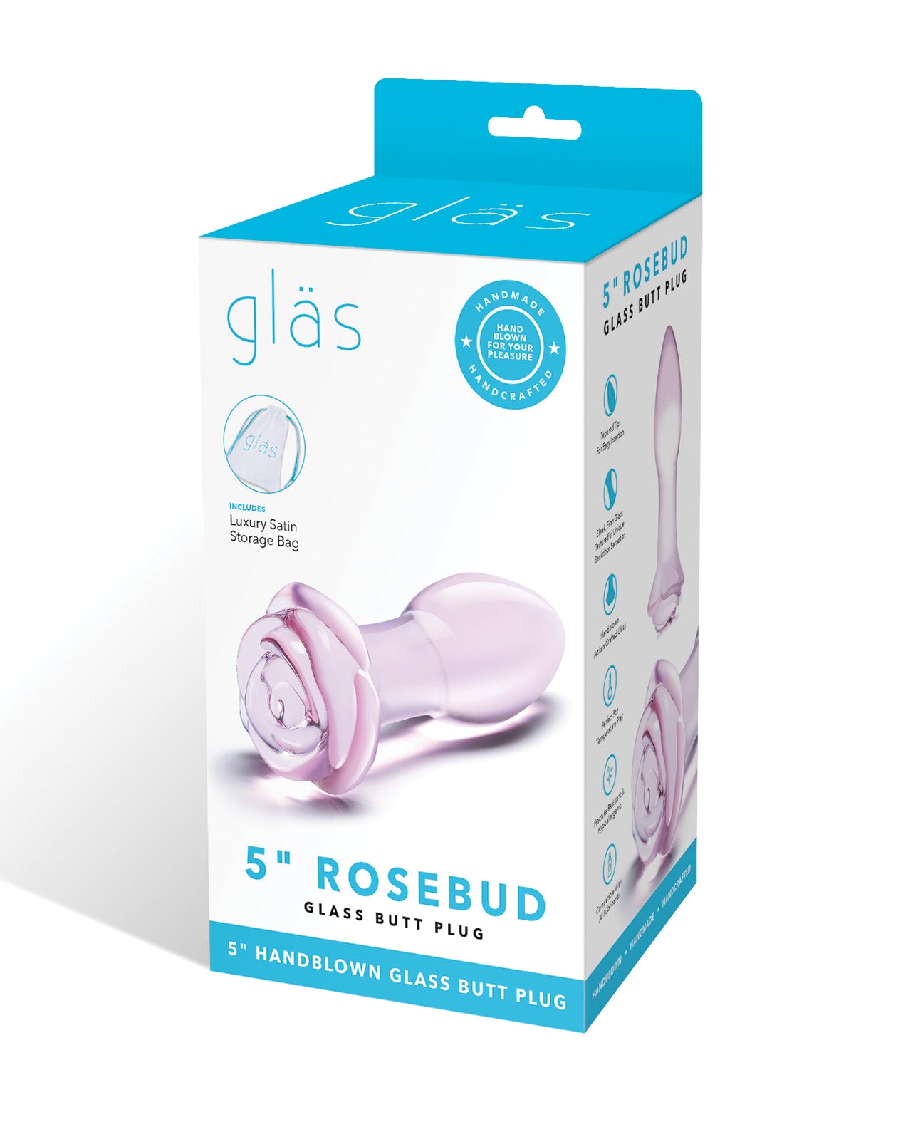 Electric GLAS-157 Glas Rosebud Glass Butt Plug, Pink, Glass