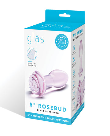 Electric GLAS-157 Glas Rosebud Glass Butt Plug, Pink, Glass