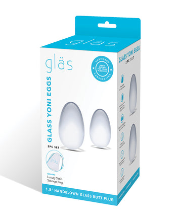 Electric Glas Yoni Eggs, 2-Piece Borosilicate Glass Set – Clear