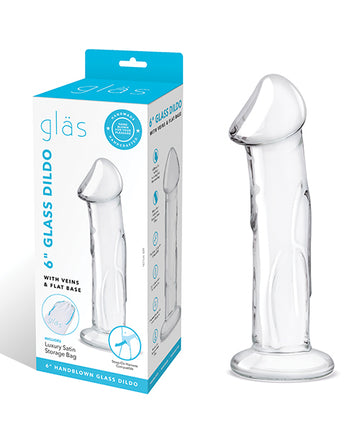 Electric Eel Inc. Glas 6-inch Veined Dildo with Flat Base, Clear