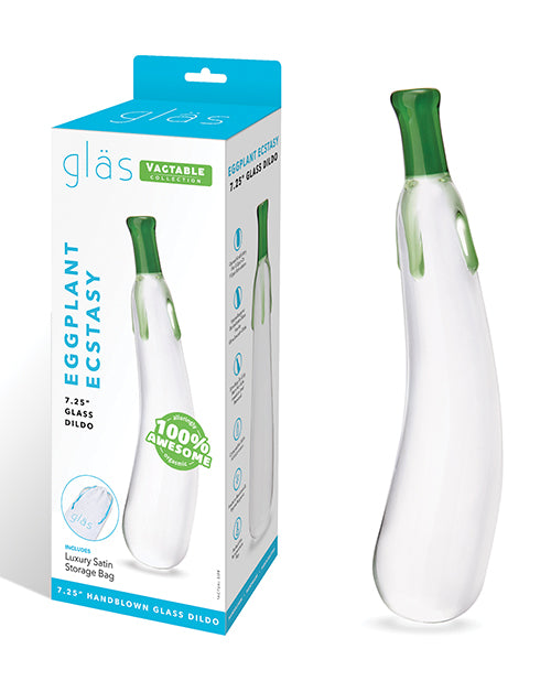 Electric Eggplant Ecstasy Glass Dildo, 7.25 inches