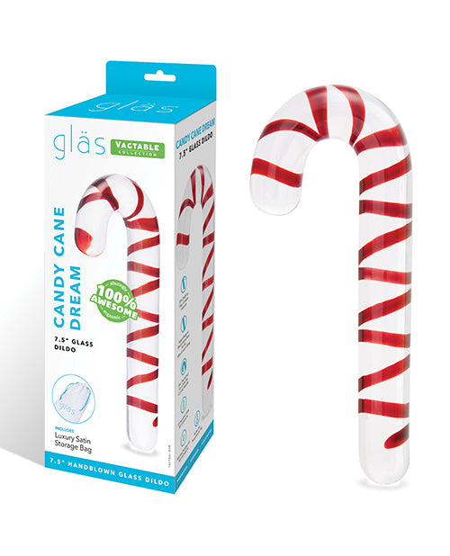 Electric Candy Cane Dream Glass Dildo, 7.5-Inch Borosilicate for Sensory Play