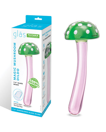 Electric GLAS-175 Magic Mushroom Dildo, 7.5" Glass, Smooth