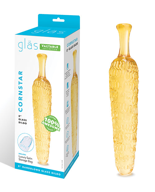 Electric GLAS-176 Cornstar 8-inch Glass Dildo, Rippled
