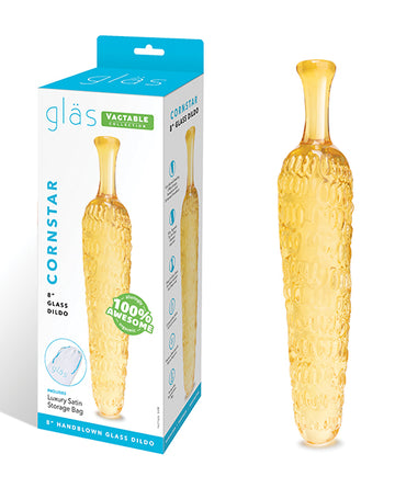 Electric GLAS-176 Cornstar 8-inch Glass Dildo, Rippled