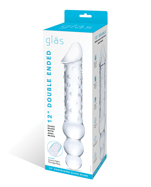 Gläs 12" Double Ended Glass Dildo with Anal Beads