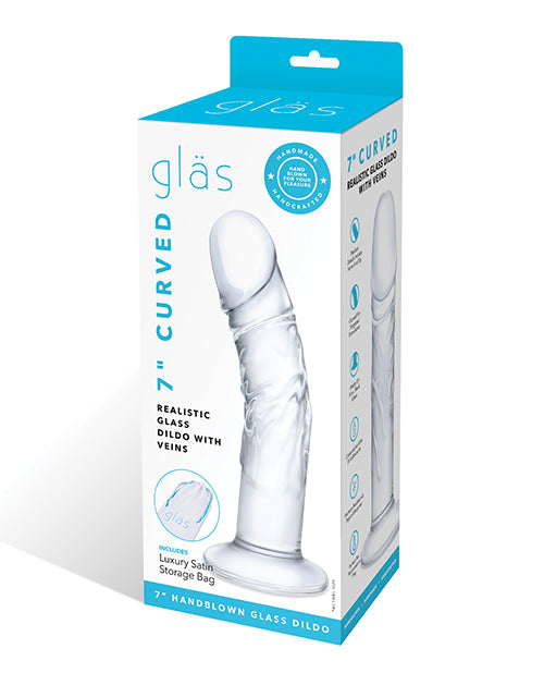 Gläs 7" Realistic Curved Glass Dildo with Veins – Borosilicate Glass
