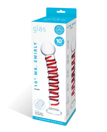 Mr. Swirly Electric Glass Dildo, 10-Inch Borosilicate, Red