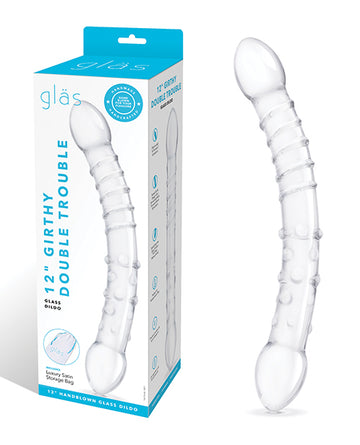 Electric Eel Inc. Glas 12" Double Trouble Dildo, Clear Glass