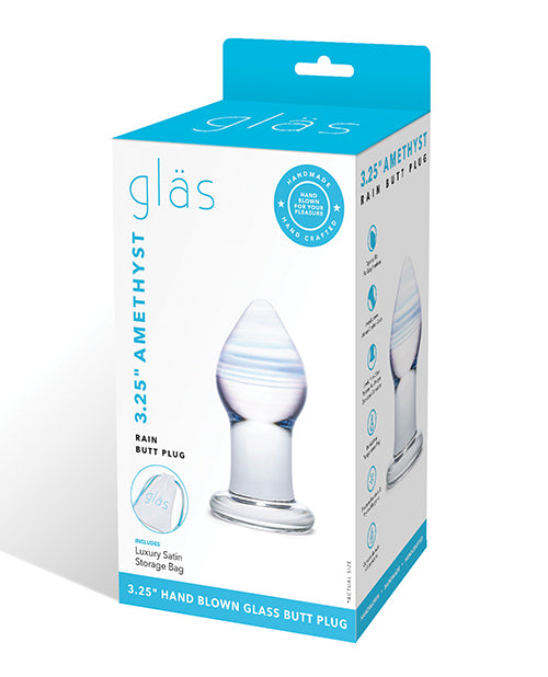 Electric GLAS-62 Amethyst Rain Glass Butt Plug, Amethyst Color