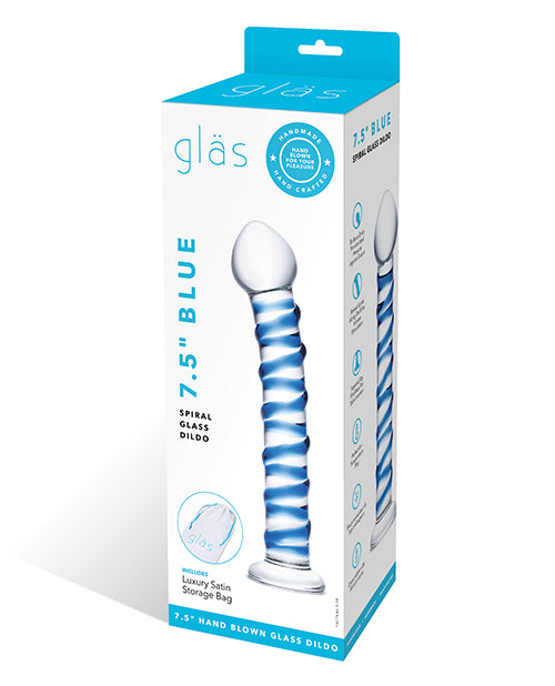 Electric GLAS-75 Spiral Glass Dildo, Blue