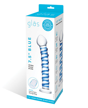 Electric GLAS-75 Spiral Glass Dildo, Blue