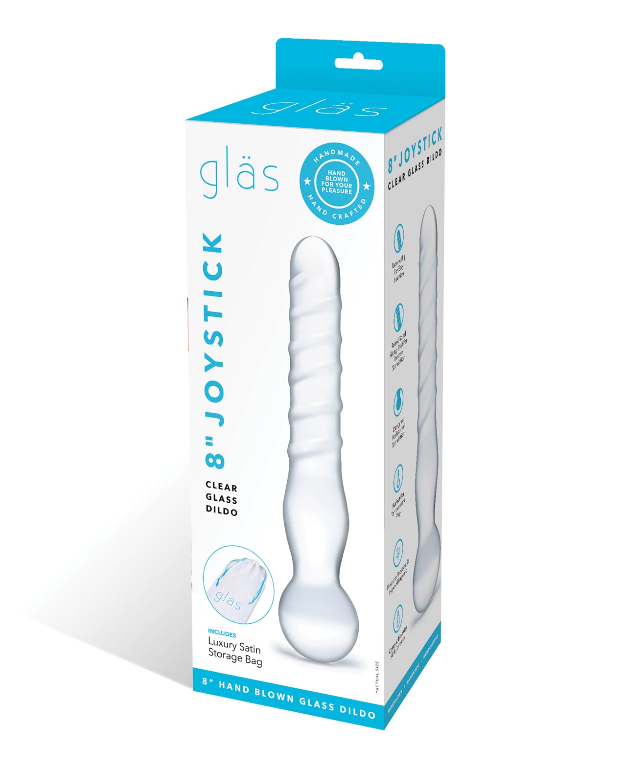 Electric GLAS-82 Glass Joystick Dildo, Clear