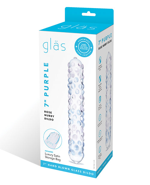 Electric GLAS-94 Purple Rose Nubby Glass Dildo, Glass