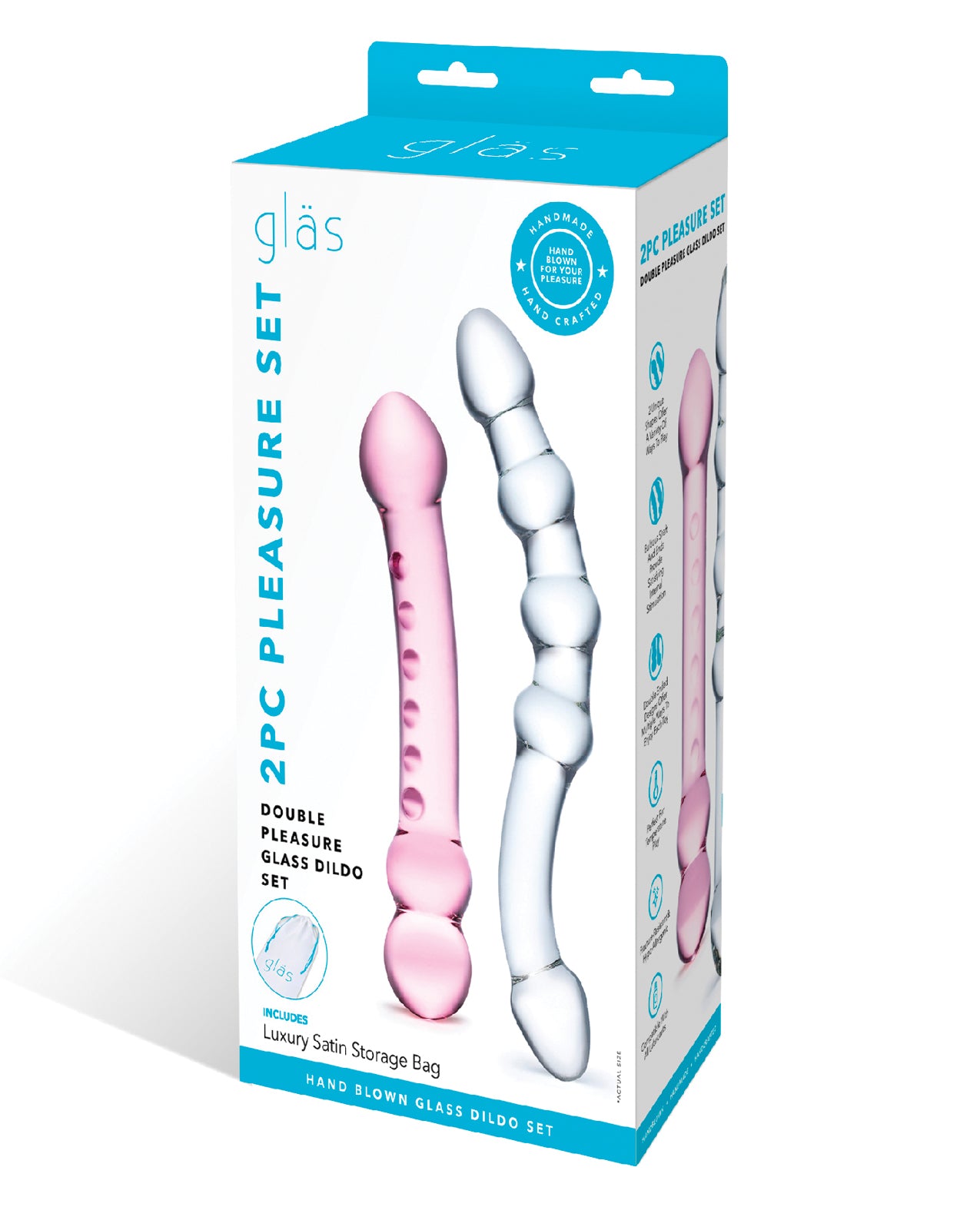 Electric Double-Ended Glass Dildo Set, 2-Piece – Temperature Play Ready