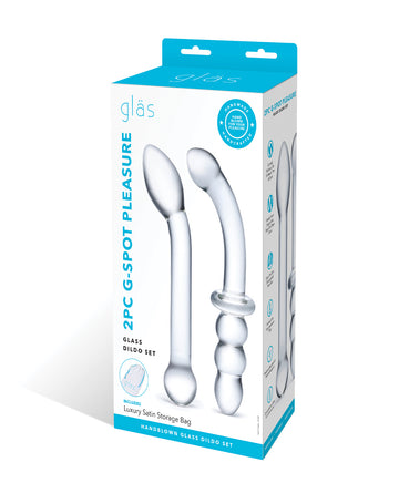 Gläs 2-Piece G-Spot Pleasure Glass Dildo Set, Clear Borosilicate Glass