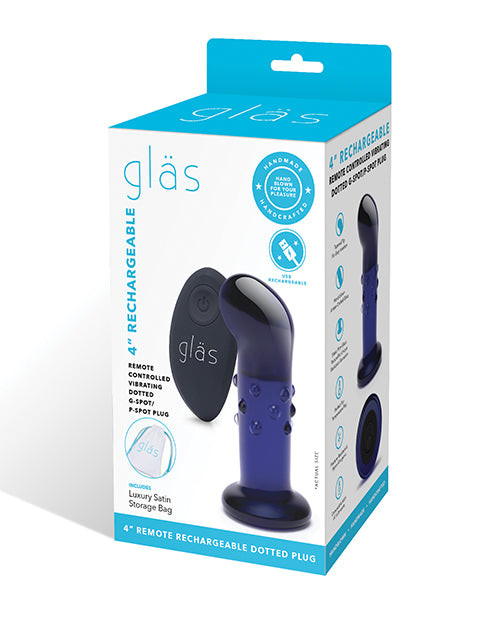 Electric GLAS-V2 Rechargeable Vibrating Plug, 4-Inch, Blue