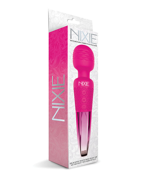 Global Novelties Nixie Rechargeable Wand Massager, Metallic Ombre, 20 Functions
