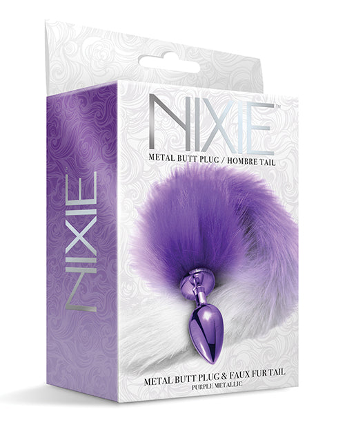 Global Novelties Nixie Metal Butt Plug with Ombre Tail, Purple – Body-Safe