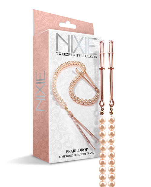 Global Novelties 1000352 Nixie Pearl Tweezer Nipple Clamps, Rose Gold, 13"