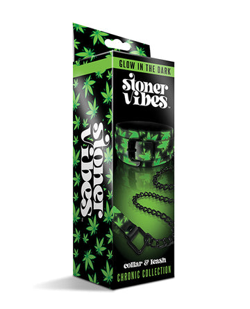 Global Novelties 2000139 Stoner Vibes Glow Collar & Leash, Green
