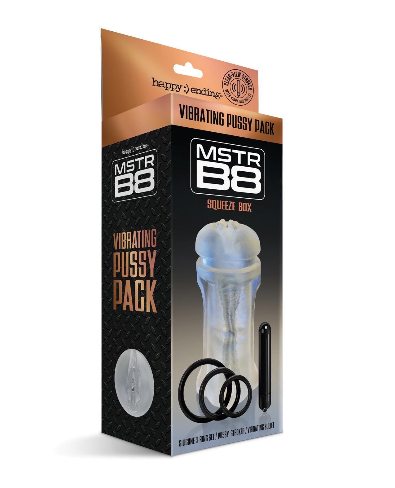 Global Novelties MSTR B8 Squeeze Box Vibrating Pussy Pack, Clear, Kit of 5