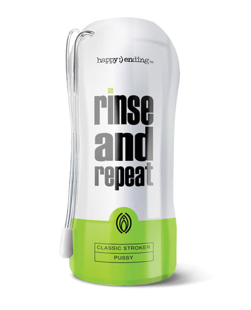 Global Novelties Happy Ending Rinse & Repeat Classic Pussy Stroker, Clear TPE