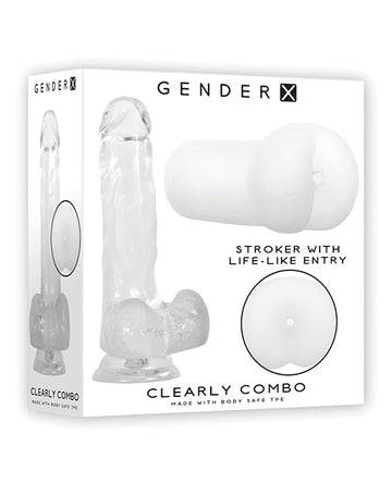 Evolved GX-KT-8881-2 Gender X Clearly Combo Dildo & Stroker, Clear
