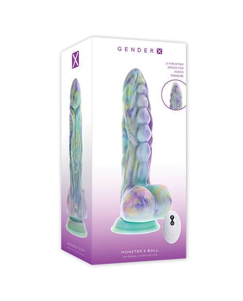 Evolved Gender X Monster's Ball Vibrating Silicone Dildo with Remote Control - Multi-Color