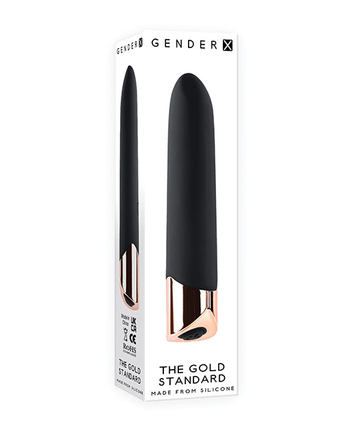 Evolved Gender X Gold Standard Rechargeable Bullet Vibrator - Black/Rose Gold