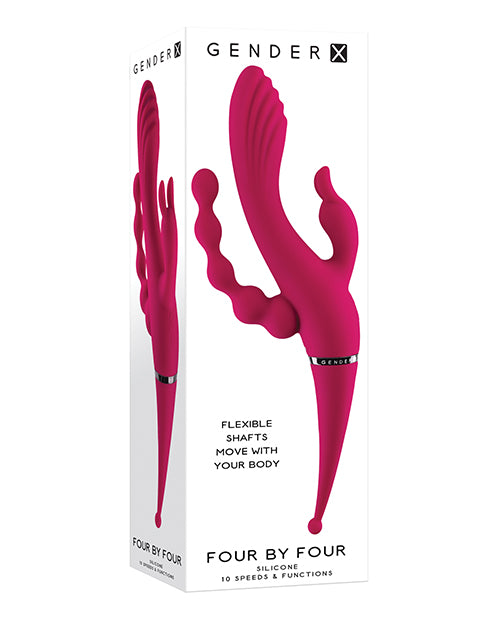 Evolved GX-RS-8867-2 Four by Four Vibrator, Burgundy, Rechargeable, Waterproof