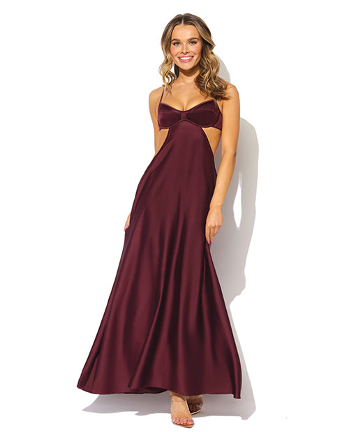 House of Desire Briget Satin Mono Wire Long Gown, Burgundy