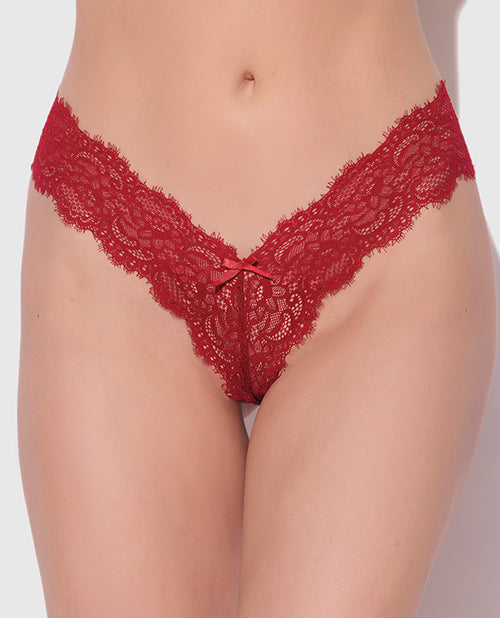 House of Desire HD07209A-CRRD-M Lana Sheer Lace V-Thong, Red
