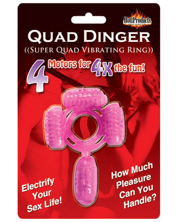 Hott Products Humm Dinger Super Quad, 4-Motor Vibrating Silicone Ring – Magenta