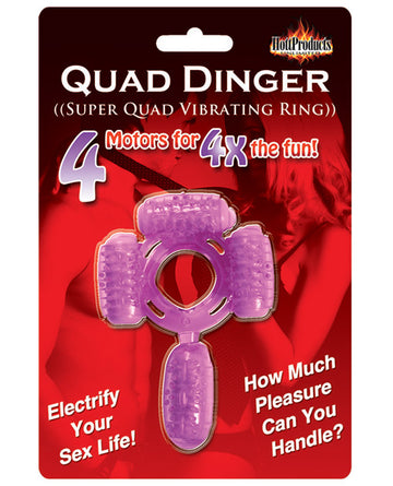 Hott Products Humm Dinger Super Quad, Purple Vibrating Silicone Ring