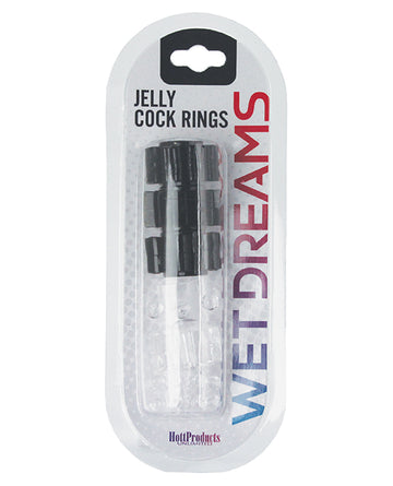 Hott Products HP-2483 Hung Pleasure Stars Jelly Cock Rings, Black/Clear Silicone