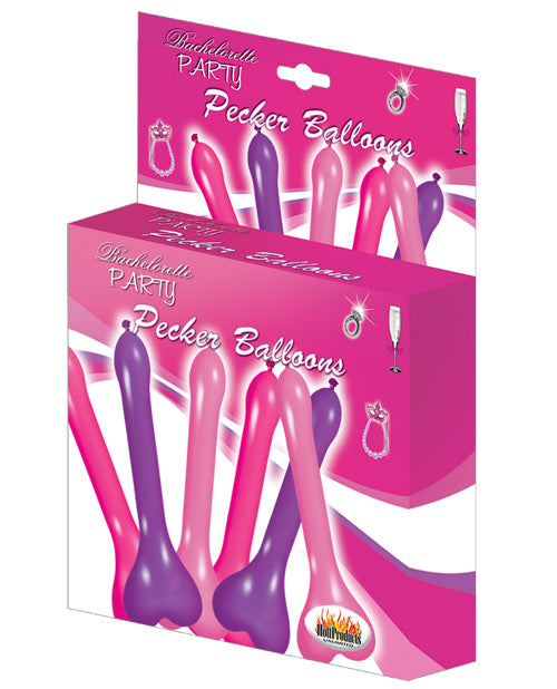 Hott Products HP-2959 Pecker Balloons, Assorted Colors, Box of 6