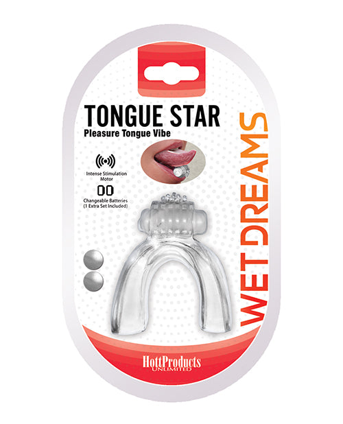 Hott Products HP-3443 Wet Dreams Tongue Star Vibe, Vibrating, Clear