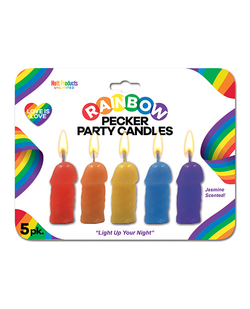 Hott Products HP-3142 Rainbow Pecker Party Candles, Pack of 5, Jasmine Scented